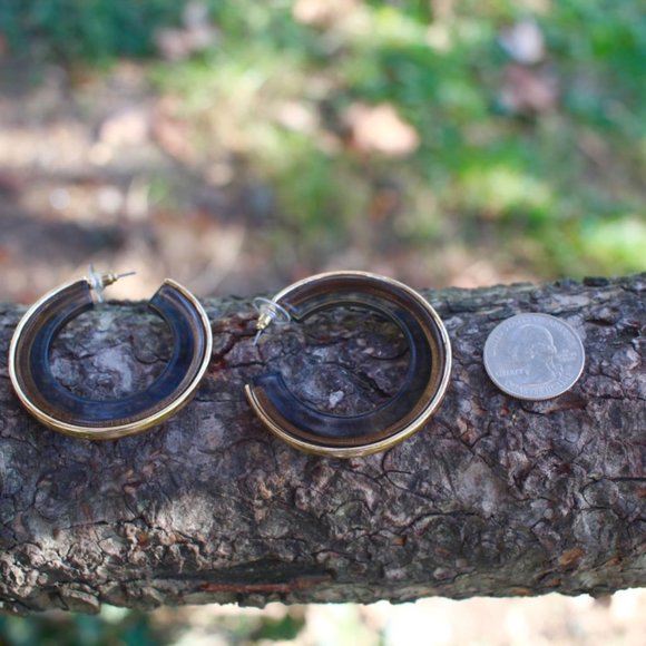 ANTHRO x BaubleBar Gold Clear Thick Hoops Earrings - Picture 7 of 12